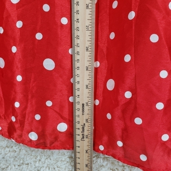 Vintage Beth Michaels women US Medium red white top floral polka dots wrap front - Picture 8 of 9